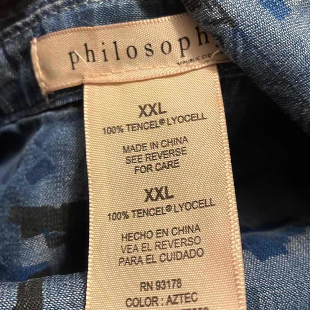 Philosophy short sleeve blue Aztec print midi dress with pockets - Picture 7 of 8